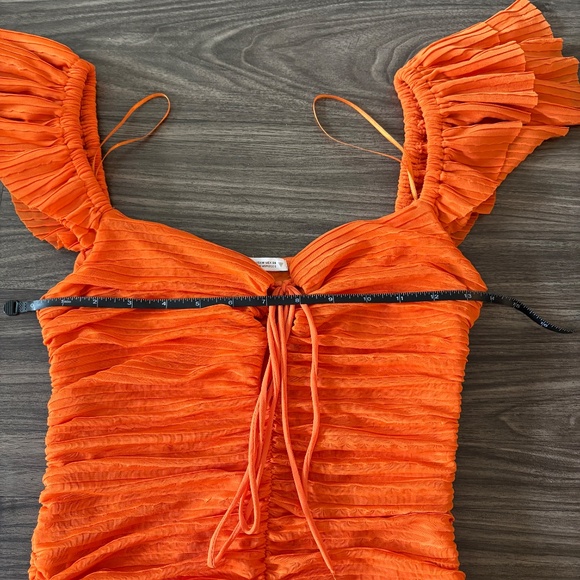 Zara Womens Pleated Ruffle Mini Dress Orange Medium - Picture 7 of 10